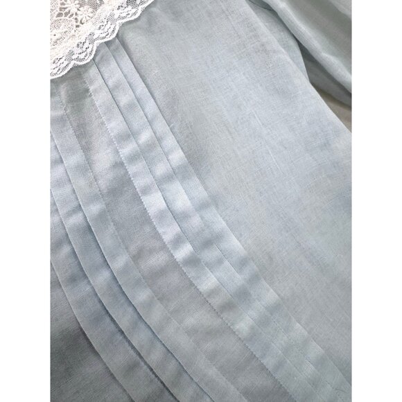 Vintage Gunne Sax By Jessica Juniors Size 5 Blue With Ivory Lace Dress - Picture 11 of 12